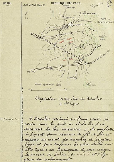 photo 186 Bois-le-Prêtre - 14 octobre 1914 JMO 167e RI