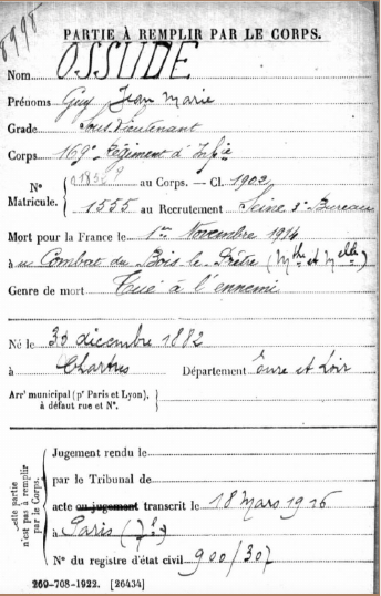 photo 66 Fiche Militaire de Guy Jean Marie Ossude